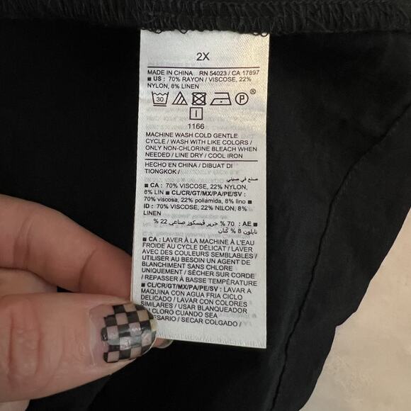 Old Navy Midi Dress Womens 2X Black Drapey Twist Cutout Chic Resort Lightweight - Picture 9 of 12